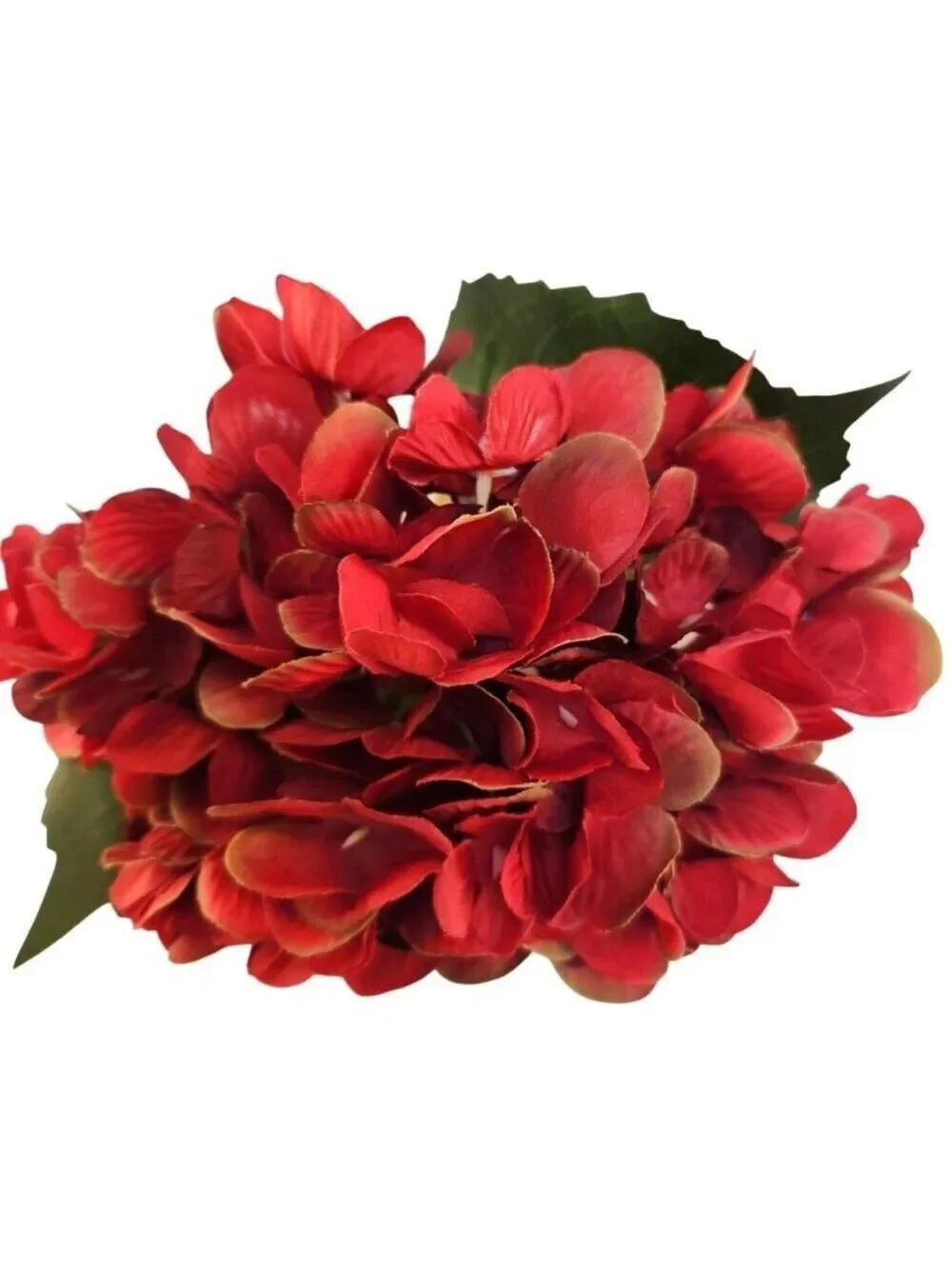 Red Artificial Hydrangea Stem Silk Flower Deep Red Faux Floral Wedding Decor